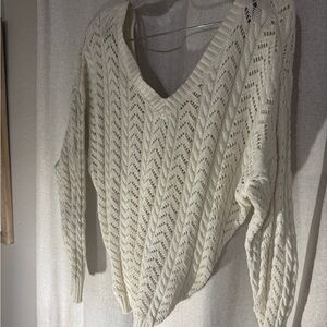 Francesca's Collections Cream V-Neck Sweater